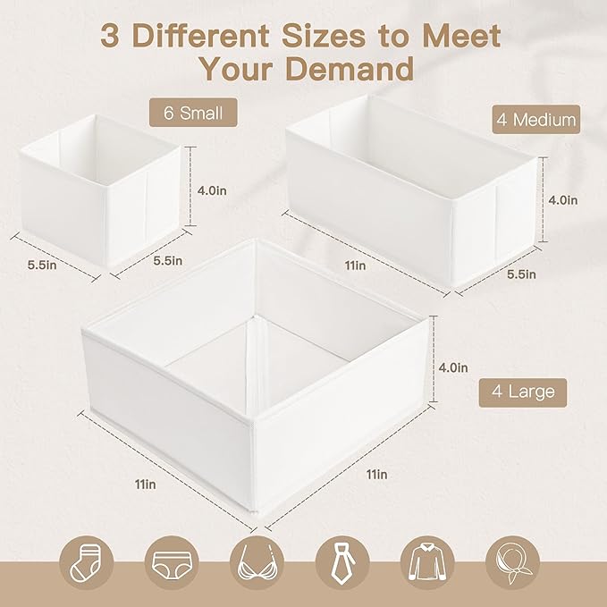 Criusia Drawer Organizer Clothes, 14 Pack Dresser Organizer for Baby Clothes, Underwear, Sock- Foldable Closet Organization a