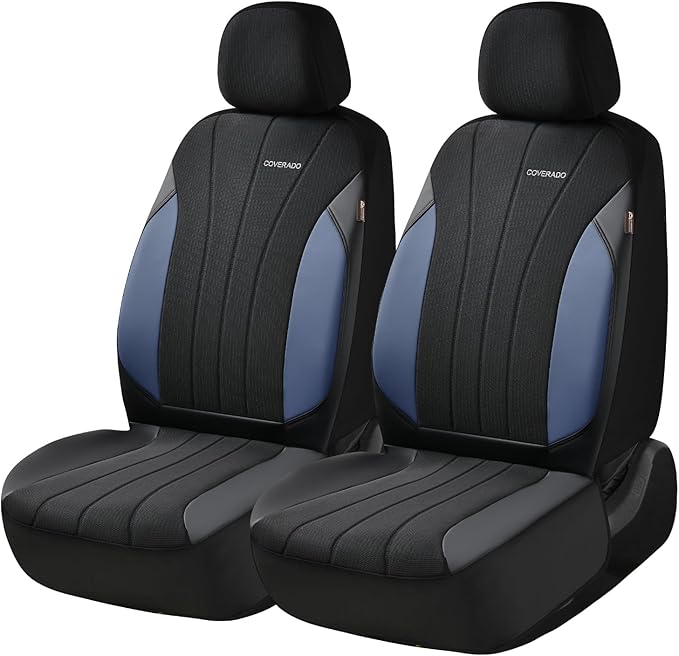 Coverado Car Seat Covers 2-Pack, Leather Seat Covers, Waterproof Automotive Protectors Front Seats, Luxury Universal Fit Seat