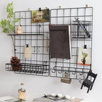 Metal Mesh Wall Grid Panel Hanging Basket,Display Shelf,Pen Holder,Hooks Rack,Bookshelf,Decorative Desk Storage Organizer for