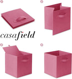 Casafield Set of 6 Collapsible Fabric Cube Storage Bins, Hot Pink - 11" Foldable Cloth Baskets for Shelves, Cubby Organizers 
