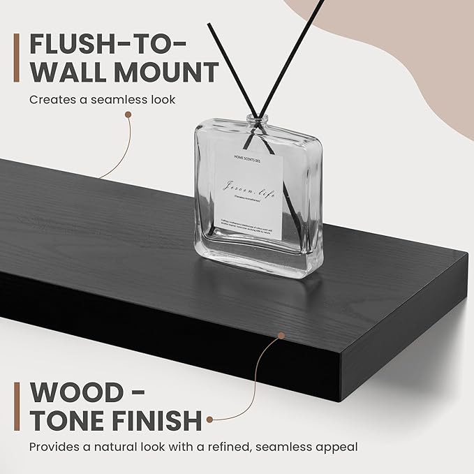 30 Inch Floating Shelves, 8 Inch Deep Floating Shelves for Wall, Hanging Shelf with Invisible Brackets, Deep Shelves for Bath