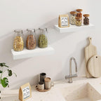 Fun Memories Floating Shelves for Wall, 20Inch Floating Shelves Set of 2, Hanging Shelf with Invisible Brackets, Wood Shelves