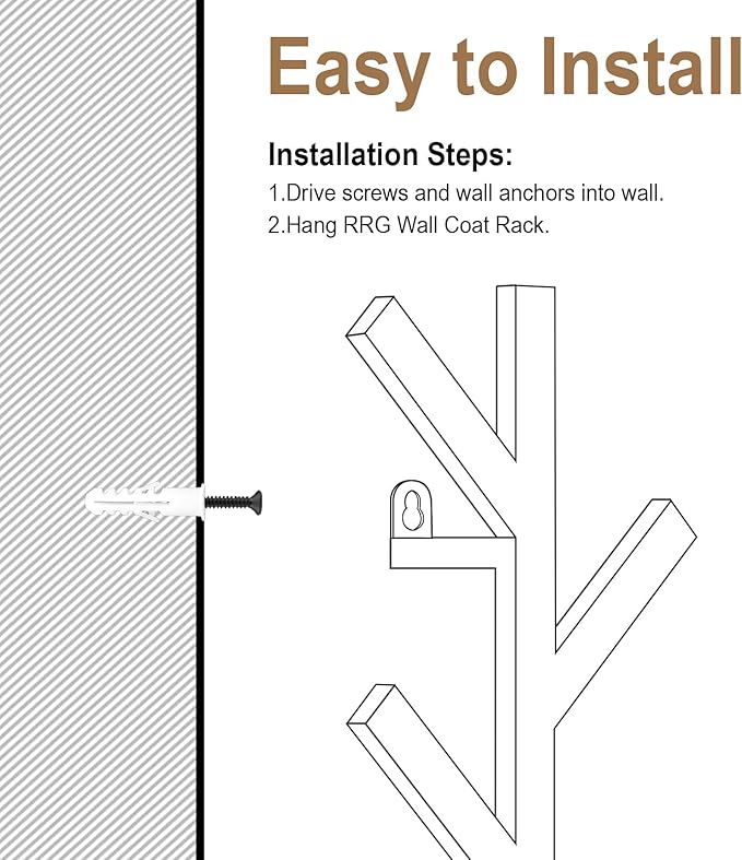 RRG 2 Pack Vertical Coat Rack Wall Mounted, Metal Vertical Hat Rack for Wall, Modern Wall Coat Tree for Hats, Jackets, Bags, 