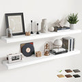 55 Inch Floating Shelves for Wall Set of 2, 8"D Wood Grain Bathroom Shelves with Invisible Brackets, Easy Install Engineered 