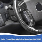 Carbon Fiber Steering Wheel Trim Cover Compatible with Chevy Silverado/Tahoe/Suburban/Avalanche/ESCALADE/GMC-Yukon/GMC-Sierra 2007-2013