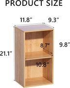 2 Cube Storage Organizer,Wooden 2-Tier Open Shelf Bookshelf,Versatile Storage Cubes for Living Room，Bedroom,Home Office, (Oak
