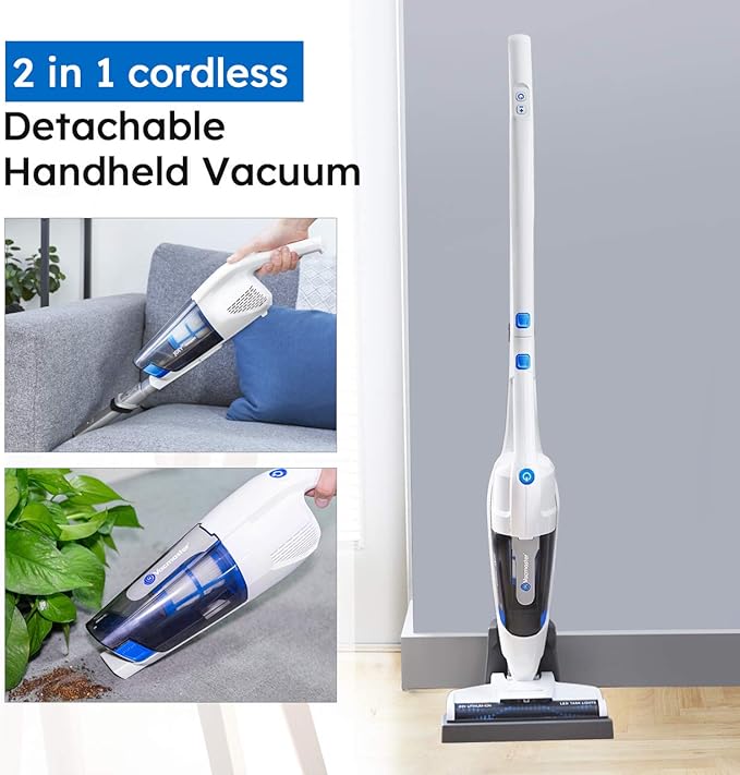 Vacmaster VSD1801 Cordless Handheld & Stick Vacuum Cleaner 2 in 1, Rechargeable Li-ion Battery Powerful Lightweight for Hardw