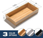 VeyFey Silverware Tray for Drawer, Stackable Kitchen Bamboo Drawer Organizer 12" x 6" x 2" Set of 2