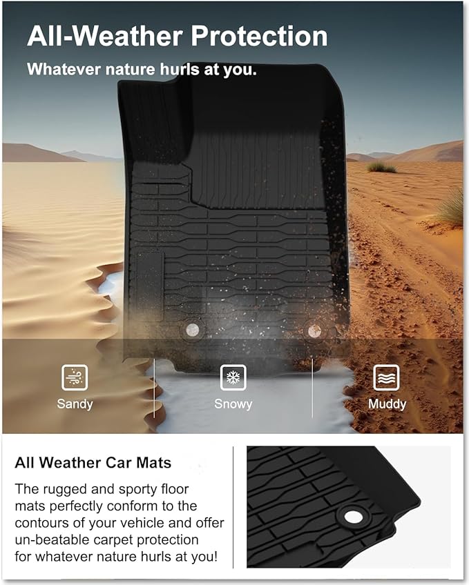 KIWI MASTER Floor Mats for 2022-2026 New Jeep Grand Cherokee/ 4xe, Custom Fit All Weather Car Mats, Heavy Duty TPE Floor Liners, Front & Rear 2 Row, Black