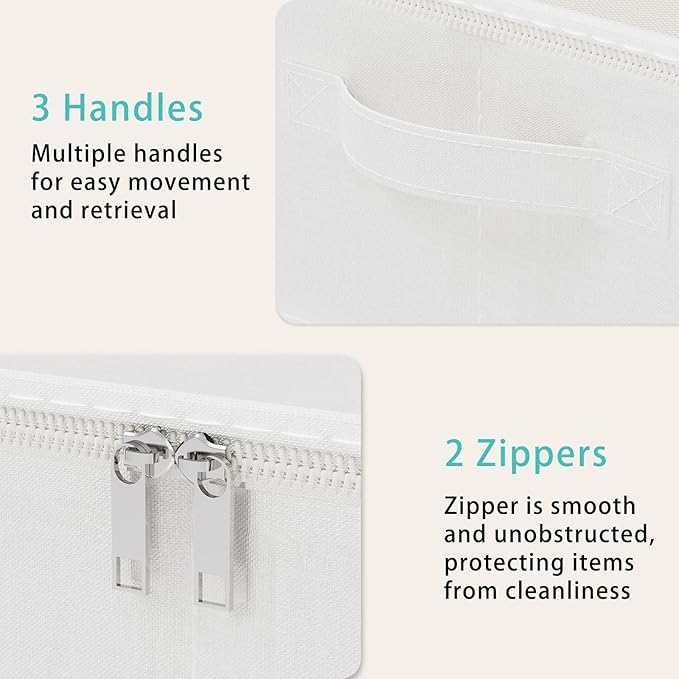 Under Bed Storage Bins, Closet Containers Organizers, Foldable Basket with Zippered, for Blankets, Clothes, Comforters, 4 Pac