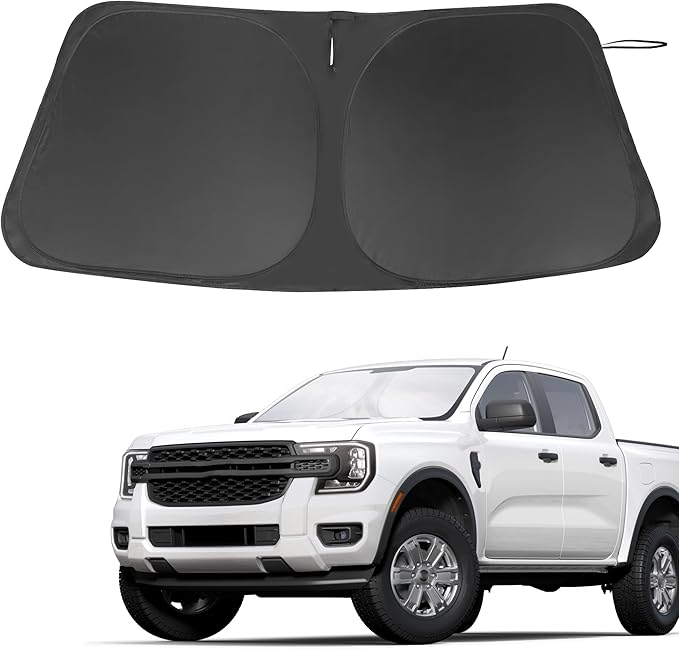 Front Windshield Sun Shade Foldable Front Window Sun Shield Visor Custom Fit for 2019-2024 Fo-rd Ranger Block UV Rays Car Accessories Heat Keep Car Cooler