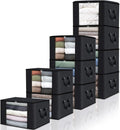 Fab totes 10 Pack Clothes Storage, Foldable Thick Fabric Blanket Storage Bags, Containers for Organizing Bedroom, Closet, Clo