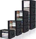 Fab totes 10 Pack Clothes Storage, Foldable Thick Fabric Blanket Storage Bags, Containers for Organizing Bedroom, Closet, Clo
