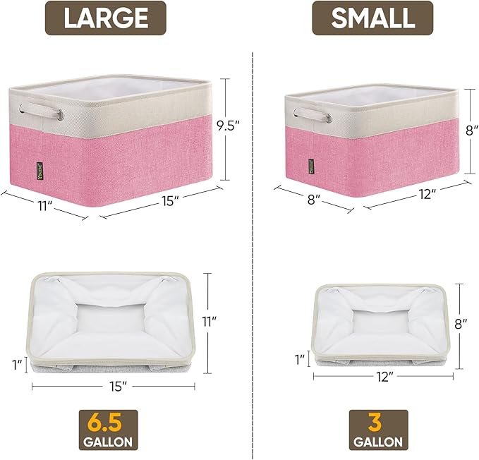 BALEINE 2 Pack Fabric Closet Storage Bins for Shelves, Linen Closet Organizers and Storage, Decorative Baskets for Organizing