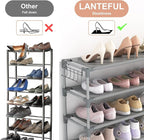 LANTEFUL 10 Tiers Shoe Rack 50 Pairs Large Capacity Tall Shoe Organizer Sturdy Shoe Storage with Two Hooks Space Saving Metal