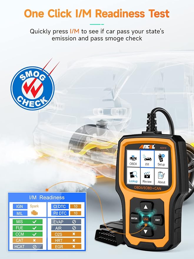 ANCEL AD410 Enhanced OBD2 Scanner, Vehicle Code Reader for Check Engine Light, Automotive OBD II Scanner Fault Diagnosis,