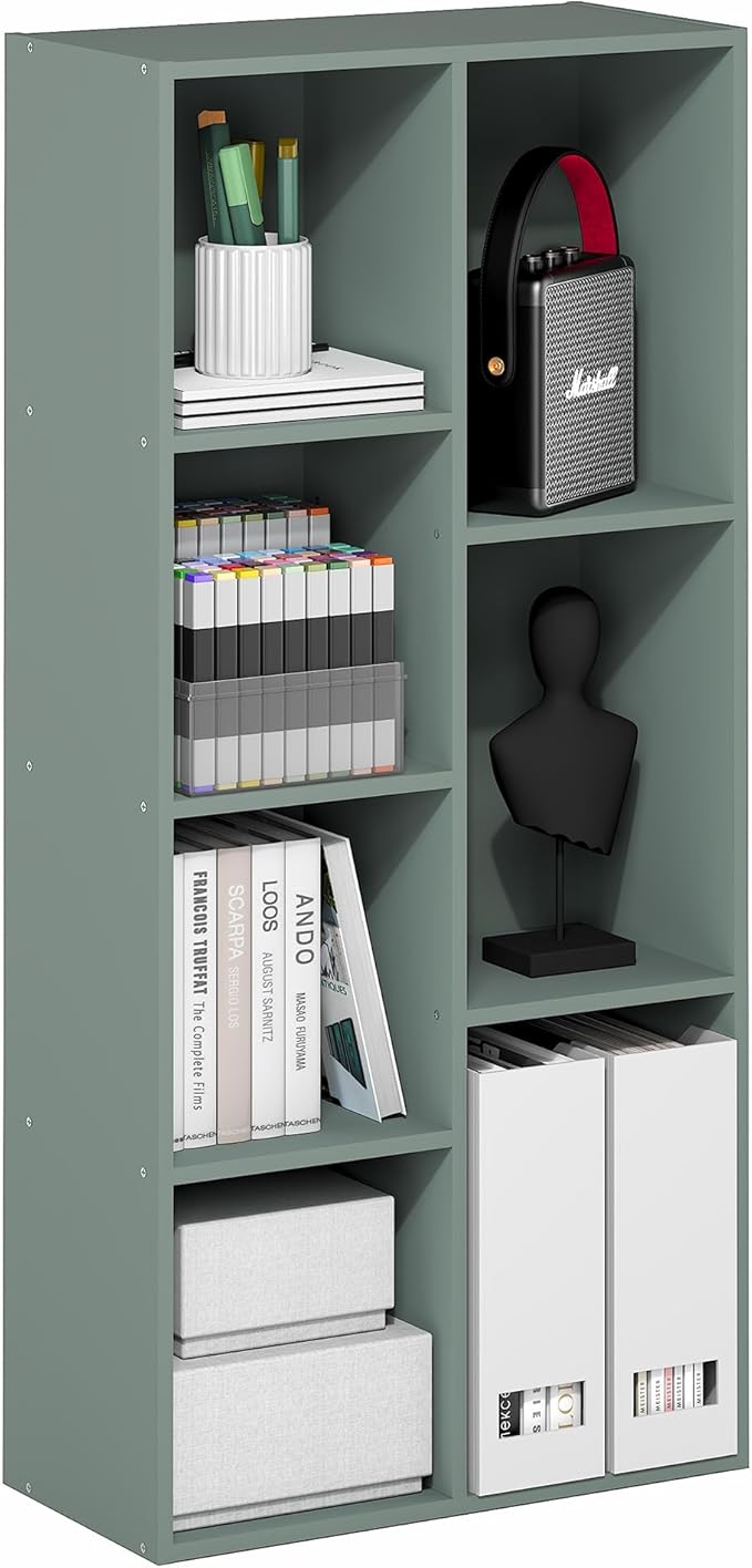 Furinno LUDER Book Shelf, 7-Cube Bookshelf, Bookcase with Open Shelves, 9.4 x 19.5 x 41.7, Easy Assembly, for Living Room, Be