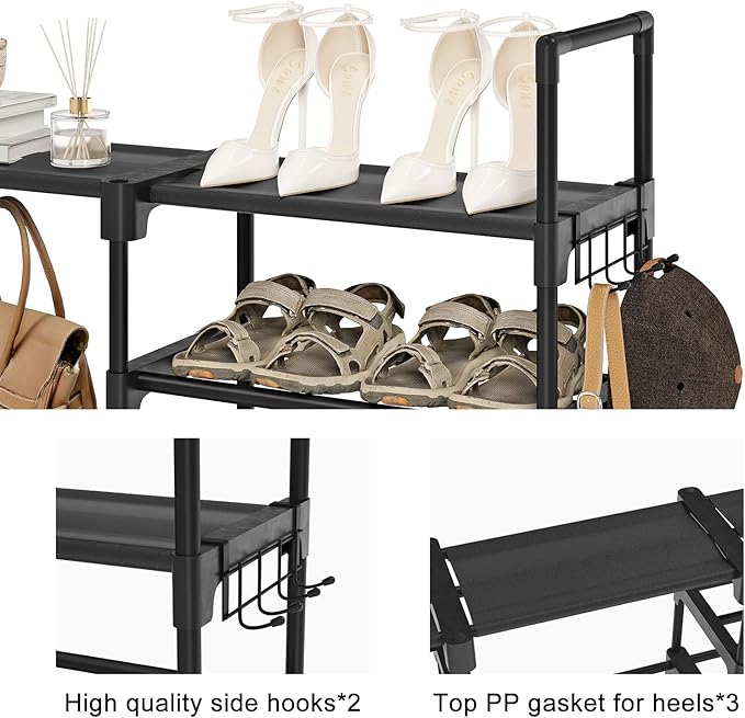 WOWLIVE 9 Tiers Large Shoe Rack Storage Organizer for Closet 50-55 Pairs Shoe Tower Unit Shelf Stackable Shoe Rack with Metal