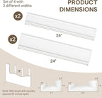 Fun Memories Picture Ledge Shelf - 24 Inches Floating Shelves Set of 4 - Floating Shelves with Lip for Storage - Wood Bookshe
