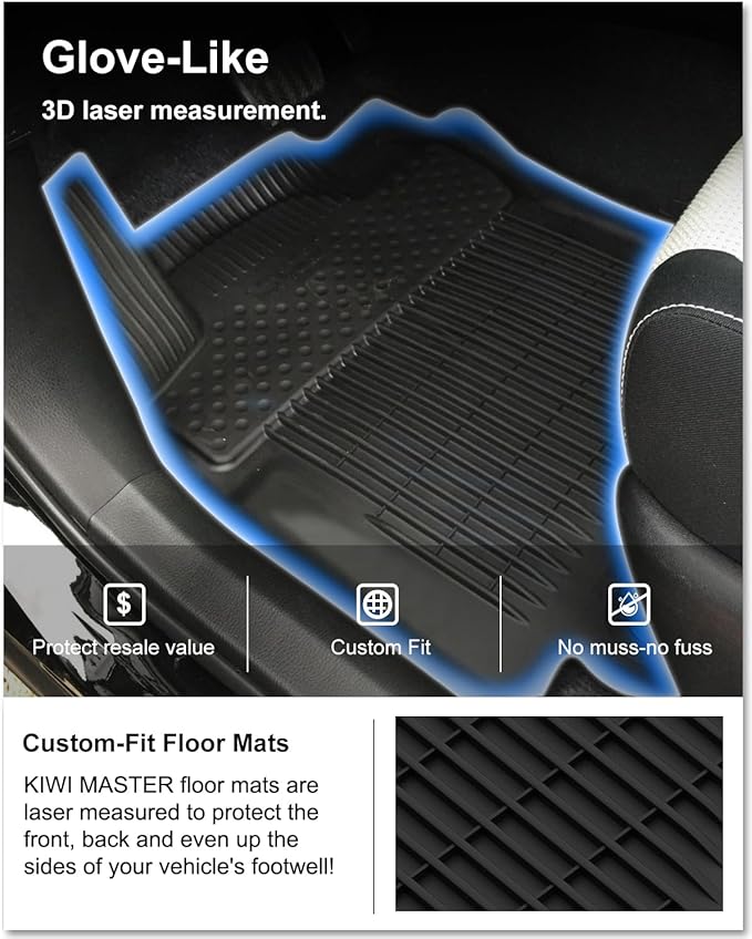 KIWI MASTER Floor Mats & Cargo Mat for 2013-2018 Toyota RAV4 (Non-Hybrid), OEM Replacement PT908-42165-20, All Weather Car Mats, Heavy Duty TPE Floor Liners, Front & Rear & Tray Trunk Mat Set, Black