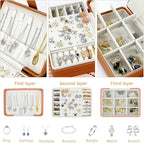KOOAAICCHI Small Jewelry Box, Travel Jewelry Organizer, Portable Jewelry boxes for Women Girls Gift, Double Layers PU Leather