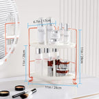 FSyueyun 2-Tier Corner Bathroom Counter Organizer, Tool-Less Installation Vanity Shelf Small Plastics Countertop Makeup Tray 