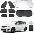 TINGLU Window Shades for Chrysler Pacifica Minivan 2017-2026 8PCS Accessories Full Windows Rear Triangular Windshield Sun Shade Sun UV Rays Privacy Protection