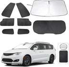 TINGLU Window Shades for Chrysler Pacifica Minivan 2017-2026 8PCS Accessories Full Windows Rear Triangular Windshield Sun Shade Sun UV Rays Privacy Protection
