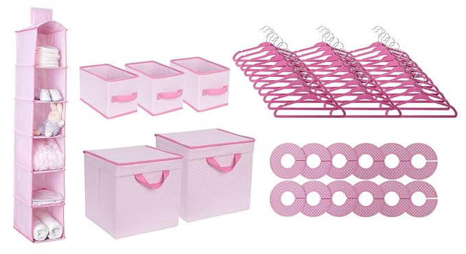 Delta Children Nursery Storage 48 Piece Set - Easy Storage/Organization Solution - Keeps Bedroom, Nursery & Closet Clean, Bar