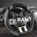 West Llama Customized Auto Car Steering Wheel Cover for Dodge RAM 1500 2500 3500, 15.5-16 inch (Black+Gray-Large Size)