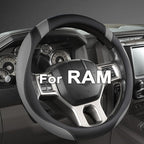 West Llama Customized Auto Car Steering Wheel Cover for Dodge RAM 1500 2500 3500, 15.5-16 inch (Black+Gray-Large Size)