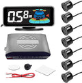 Shkalacar Car Parking Sensors, 8 Sensors Kit Parking Sensors, LCD Distance Display Acoustic Car Reverse Backup System, LED Light Distance Display Warning Buzzer