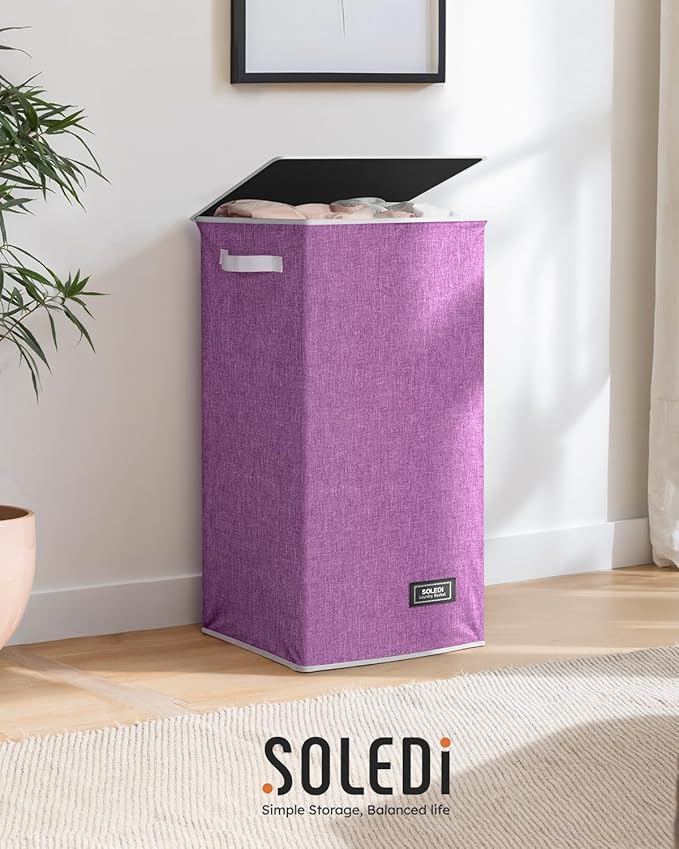 SOLEDI Laundry Hamper with Lid 100L Large & Tall Collapsible Laundry Basket, Clothes Hamper with Bag Removable Easy to Carry,