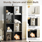COMHOMA 8 Wood Cube Storage Organizer with Open Back and Removable Back Panels, 11In Black Cube Storage Bookshelf, Cubicle Sh
