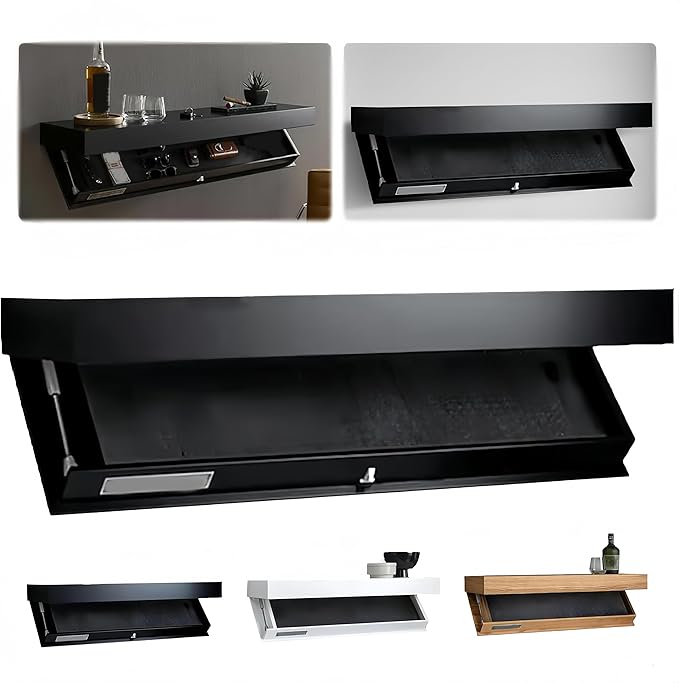 Floating Shelves for Wall Storage, Wall Shelves Bedroom Decor, Secret Compartment Furniture with Trap Door, Rustic Wood Shelf
