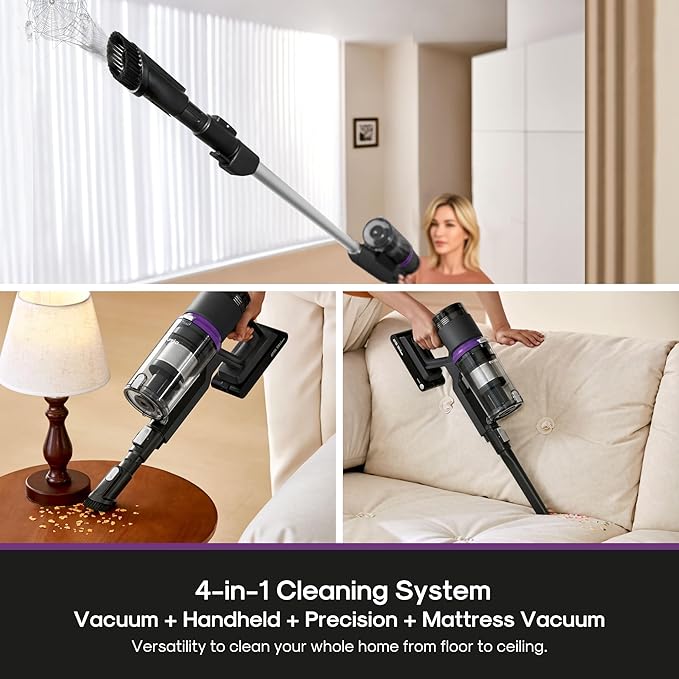 EurekaCordless Vacuum - 50 Min Runtime for Large Homes, 5.5 lbs Lightweight, Ideal for Pet Hair & Allergies on Hardwood & Car