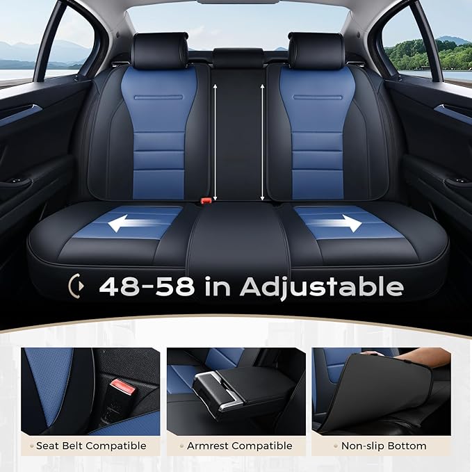 Coverado Car Seat Covers Full Set, Nappa Leather Seat Covers for Cars, Car Seat Protector Car Seat Cushion, Front and Back Se