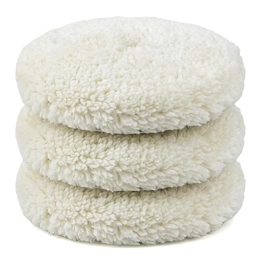 Fasmov 3 Pack Wool Polishing Pad, 7 inch Wool Buffing Pad for Compound Cutting & Polishing, Buffing Pad Kit for Car, Boats, Trucks and RVs Polishing