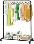 Simple Trending Standard Clothes Clothing Garment Rack with Storage Shelves, Rolling Clothes Organizer on Wheels for Hanging 
