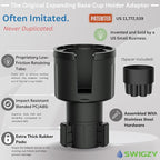 Swigzy Car Cup Holder Expander (Long Base) - Adjustable Expandable Insert Extender, Automotive Adapter Holds Hydro-Flask, Yet