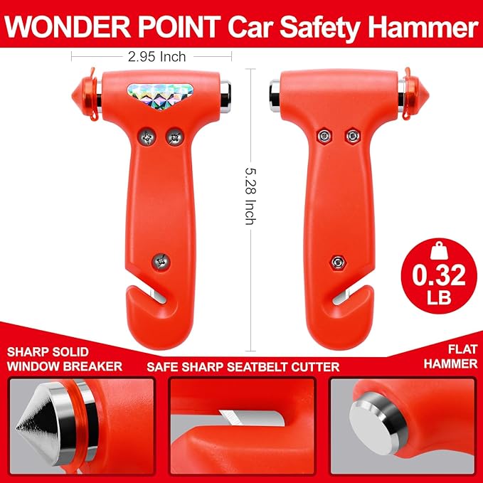 Car Window Breaker, Safety Hammer - 3 in 1 Escape Tools, Window Breaker Seatbelt Cutter, Roadside Emergency Kit with Light Re