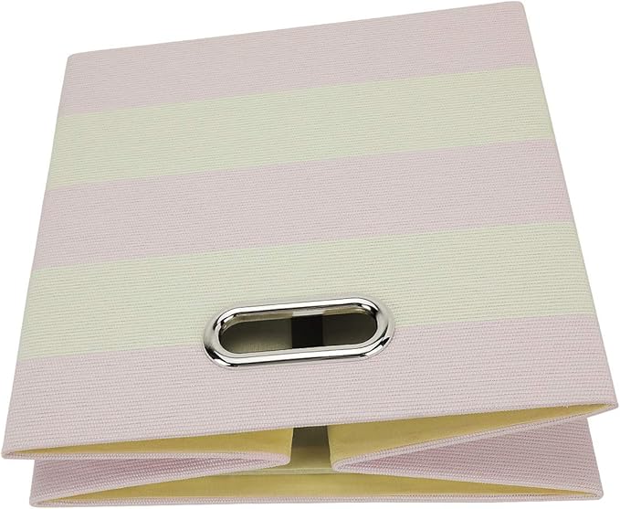 Storage Bins Storage Cubes,13×13×13 Collapsible Storage Boxes Containers Organizer Baskets - 4pc, Light Pink Striped