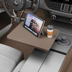 Car Tray & Car Desk for Laptop with Anti-Slip Protective Mat, 360° Rotating Wood Cup Holder Table, Eating Food, Working, Compatible with Tesla Model Y/3/S, Ford F150/Explorer/Maverick & Most Vehicles