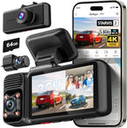 REDTIGER F17 4K 3 Channel Dash Cam, STARVIS 2 IMX675 HDR, 2160P+1080P+1080P Front Inside and Rear Triple Car Camera with 64GB