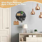 Key Holder for Wall, Key and Mail Holder Organizer with - Key Holder Wall Mount - Round Wooden Rustic Home Decor for Entryway