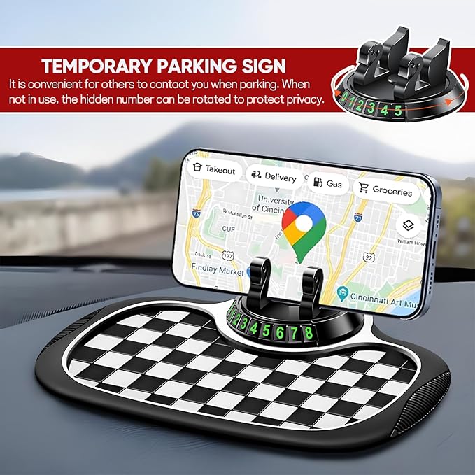 Wuyaoyao Multifunction Car Anti-Slip Mat Auto Phone Holder, PVC Car Dashboard Non-Slip Pad Phone Mount with Temporary Parking
