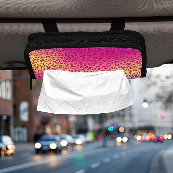 Car Tissue Holder Car Visor Organizer Tissue Box Holder for Car Sun Visor Organizer with Car Vehicle Accessories Essentials Interior for Women Men Multicolored Gradient Leopard Print