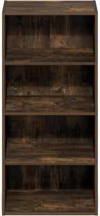 Furinno Basic Book Shelf, 4-Tier Bookcase with Open Shelf, Bookshelf, Cube Storage Organizer, 11 x 17 x 35, for Living Room, 