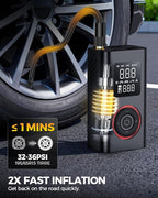 Tire Inflator Portable Air Compressor with Type-C Charging, Digital Pressure Gauge, LED Light, Smart Air Pump for Car, Motorcycle, Bike, Ball