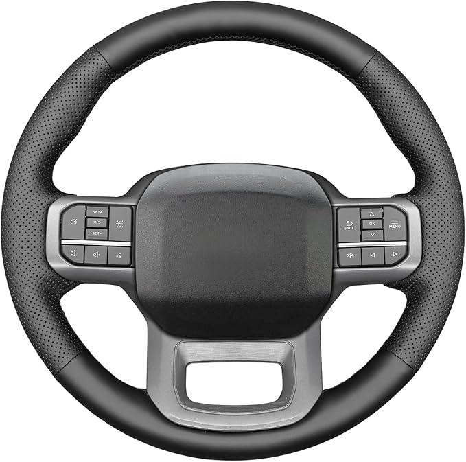 MEWANT Steering Wheel Covers for Ford F-150 2021-2025 / F-150 Lightning 2022-2025 Hand-Stitched F150 Steering Wheel Wrap